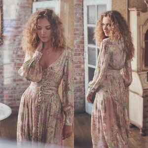 Hemant and Nandita Nora Maxi Dress in rose pink size XS
